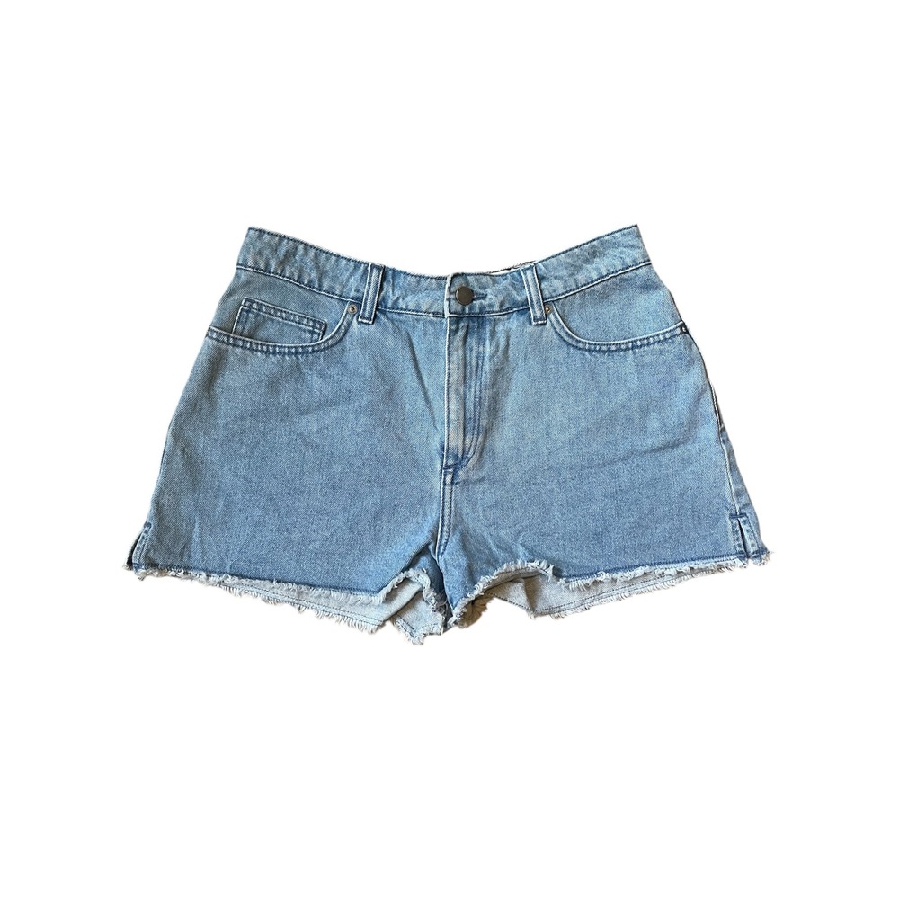 Roxy Denim Shorts High Waist Frayed Hem Light Wash Casual‎ Size 30